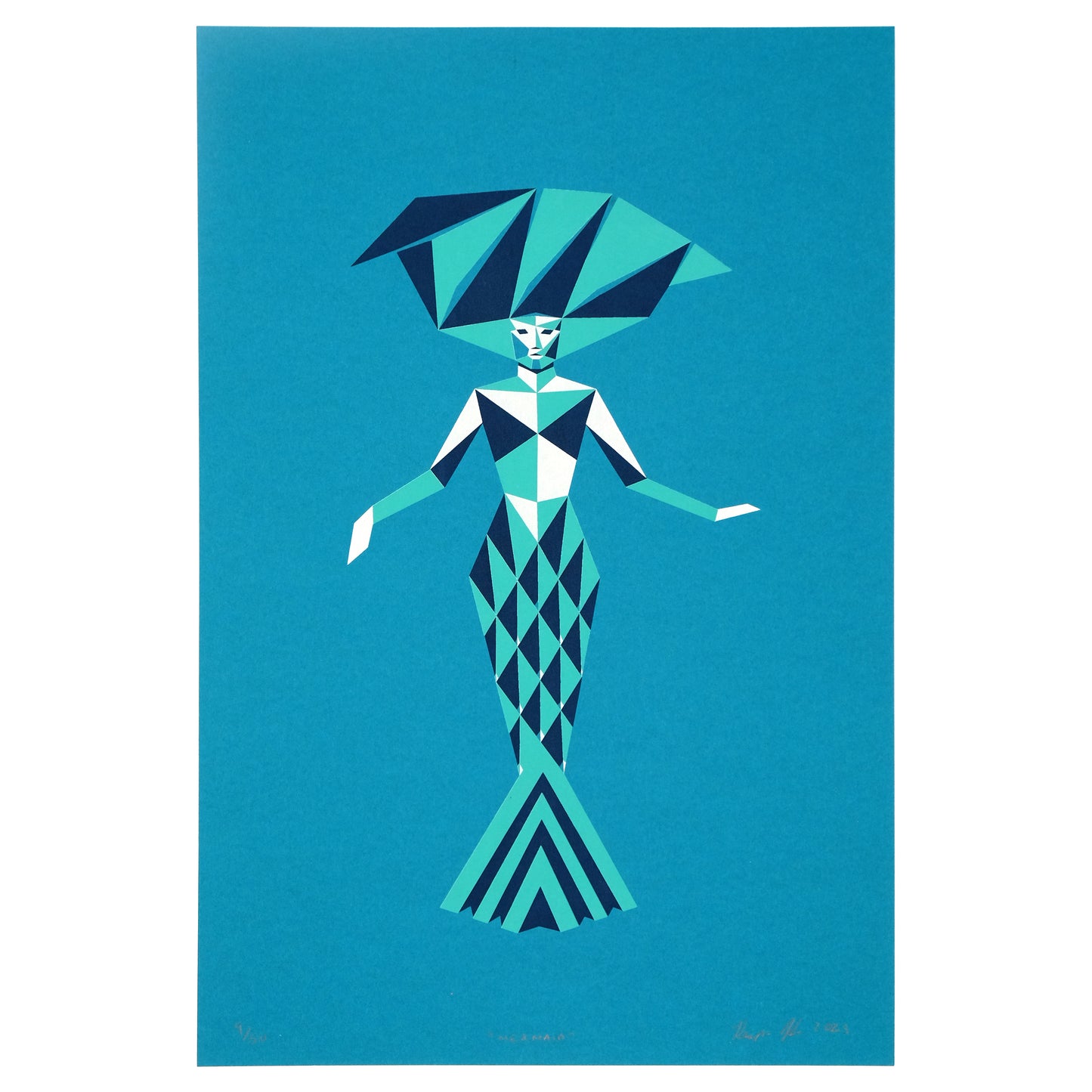 Maine Mermaid Silkscreen Print 12x18in