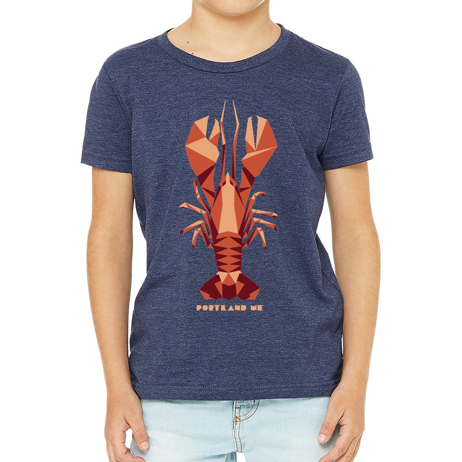 Youth Heather Navy Lobster Portland Maine Gift Souvenir Unisex Bella Canvas