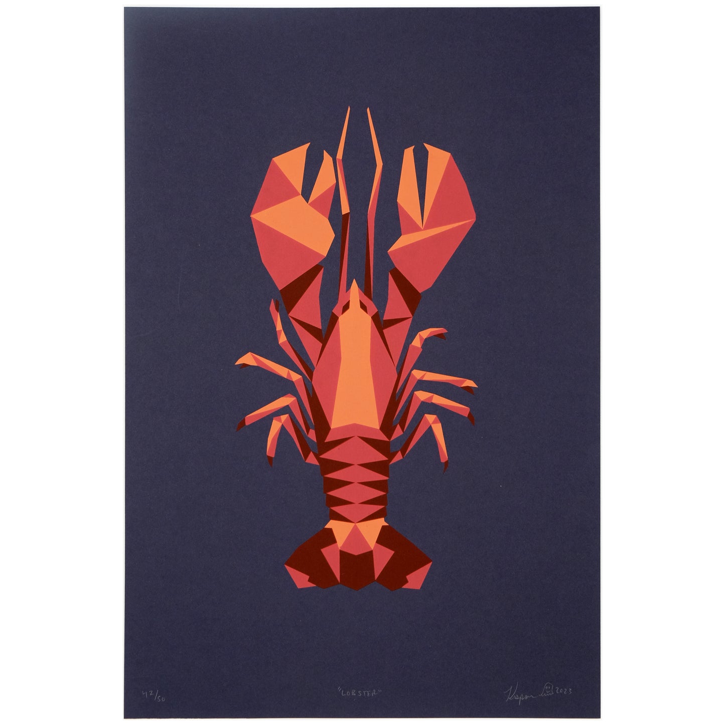 Maine Lobster Silkscreen Print 12x18in