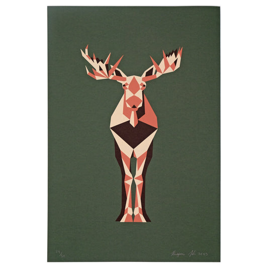 Maine Moose Silkscreen Print 12x18in