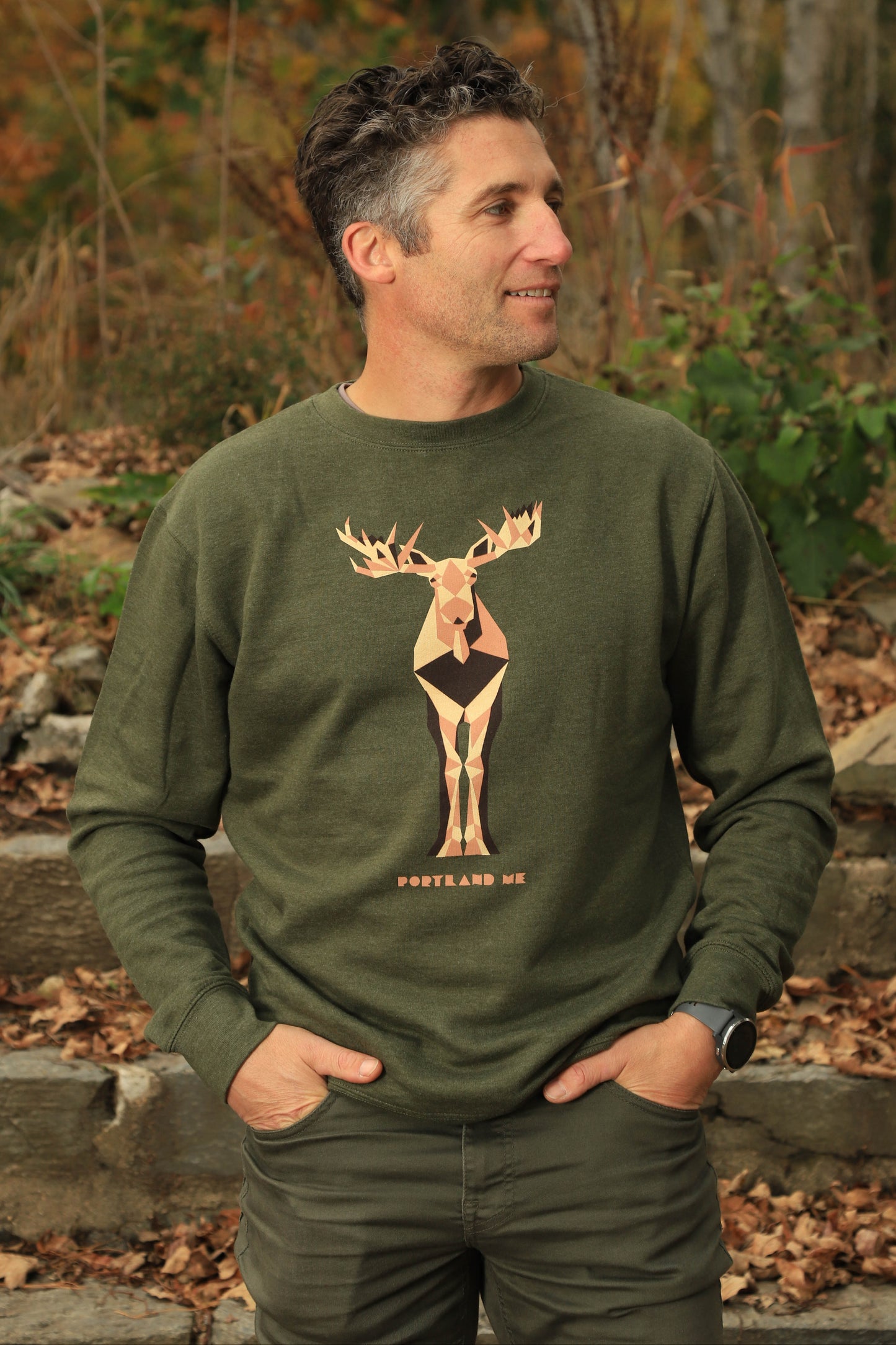 Portland Maine Crew Neck Moose Sweatshirt