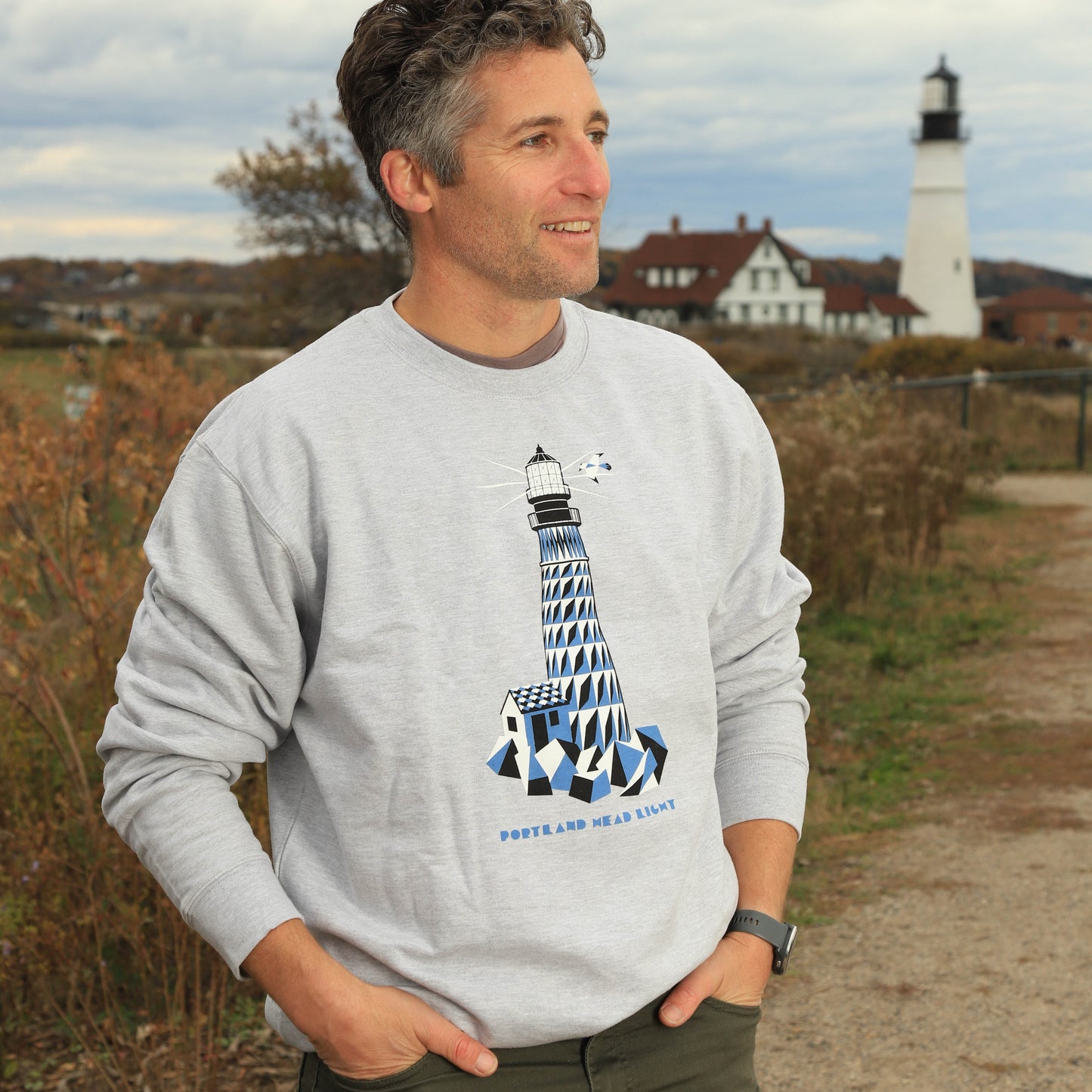 Portland Head Light Crew Neck Sweatshirt