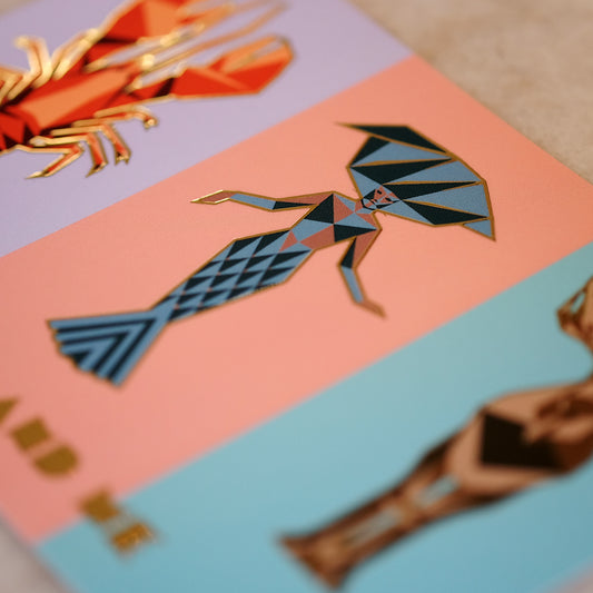 Lobster, Mermaid, Moose from Portland, ME Postcard