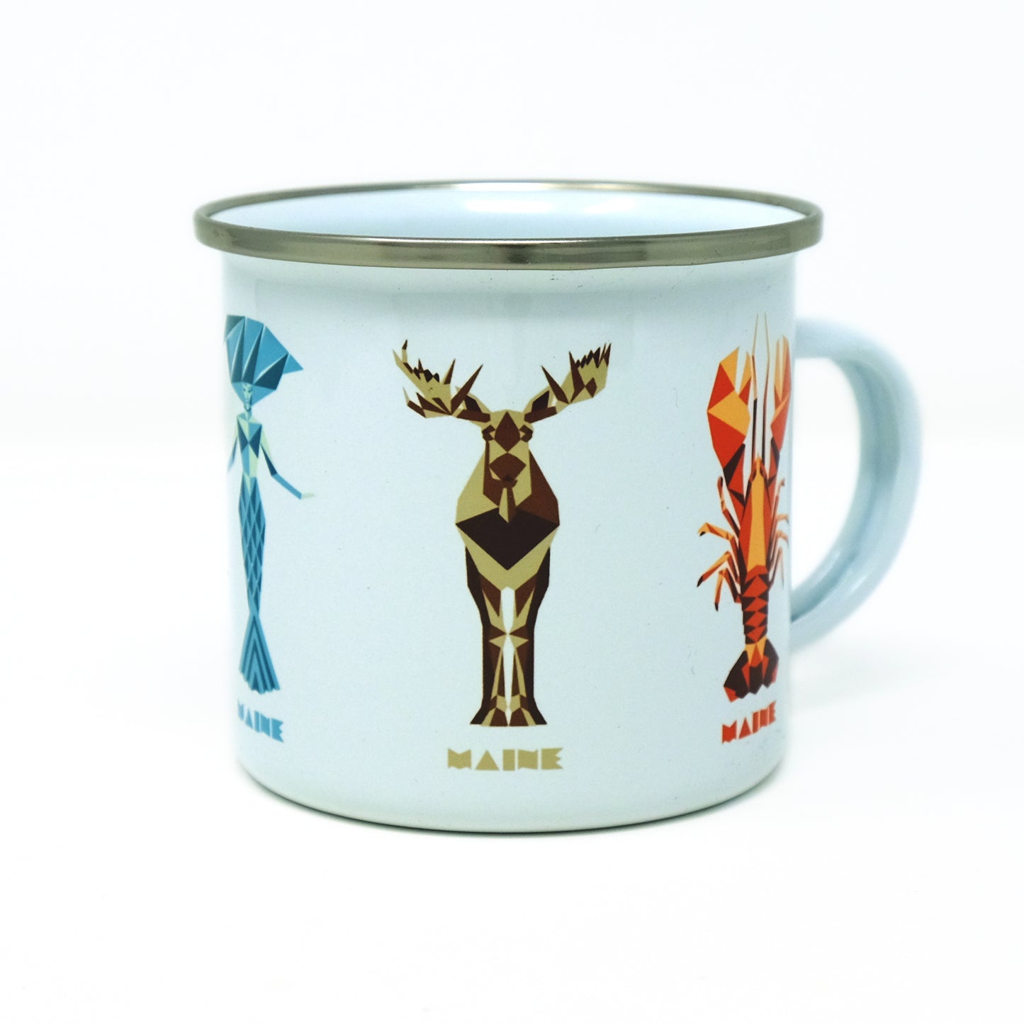 Maine Enamel Mug - Moose, Mermaid and Lobster